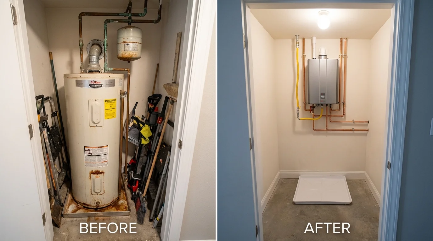 Tank water heater versus wall-mounted tankless unit comparison for Athens, MI homeowners